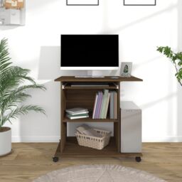 Berkfield Home Computer Desk Brown Oak 80x50x75 cm Engineered Wood - Size: 80 x 50 x 75 cm