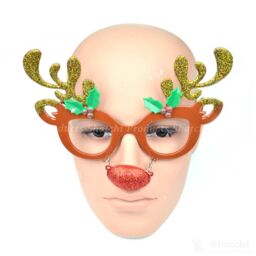 Shatchi Novelty Glitter Brown Reindeer Nose Christmas Glasses Christmas Party Props Photo Booth Accessories Stocking Fillers