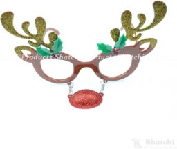 Shatchi Novelty Glitter Brown Reindeer Nose Christmas Glasses Christmas Party Props Photo Booth Accessories Stocking Fillers - thumbnail 4
