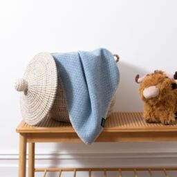 Native Natural Hoop Pattern Baby Blue Wool Blanket - Size: Small