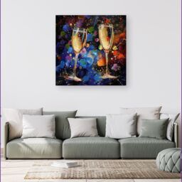 Warren Reed - Designer Splashart Champagne Flutes Canvas - Size: w40 inch x h40 inch - thumbnail 1