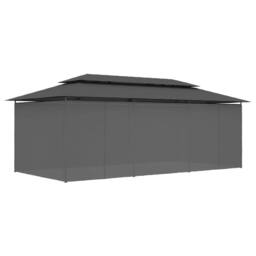 Berkfield Home Gazebo with Curtains 600x298x270 cm Anthracite in Charcoal - Size: 600 x 298 x 270 cm - thumbnail 4