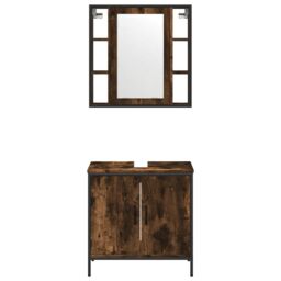 Berkfield Home 2 Piece Bathroom Furniture Set Smoked Oak Engineered Wood in Brown - thumbnail 6