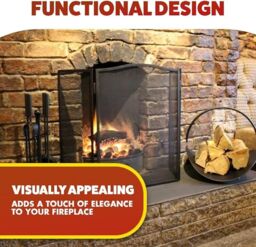 Marco Paul Large Black Folding Fire Screen Spark Guard - thumbnail 4