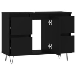 Berkfield Home Bathroom Cabinet Black 80x33x60 cm Engineered Wood - Size: 80 x 33 x 60 cm - thumbnail 5