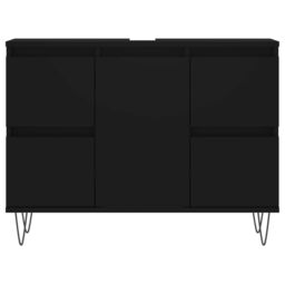 Berkfield Home Bathroom Cabinet Black 80x33x60 cm Engineered Wood - Size: 80 x 33 x 60 cm - thumbnail 4