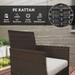 OUTSUNNY 4 Piece Rattan Garden Furniture Sofa Set with Cushions in Brown - thumbnail 6