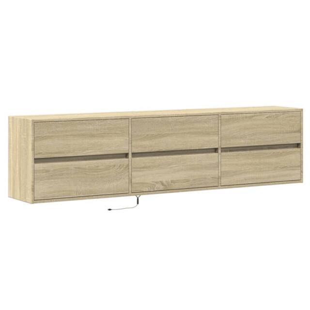 Berkfield Home TV Wall Cabinet with LED Sonoma Oak 180x31x45 cm in Light Oak - Size: 180 x 31 x 45 cm - image 1