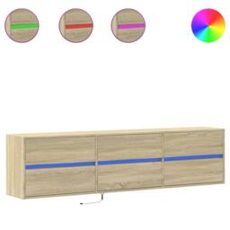 Berkfield Home TV Wall Cabinet with LED Sonoma Oak 180x31x45 cm in Light Oak - Size: 180 x 31 x 45 cm - thumbnail 3