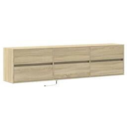 Berkfield Home TV Wall Cabinet with LED Sonoma Oak 180x31x45 cm in Light Oak - Size: 180 x 31 x 45 cm - thumbnail 1