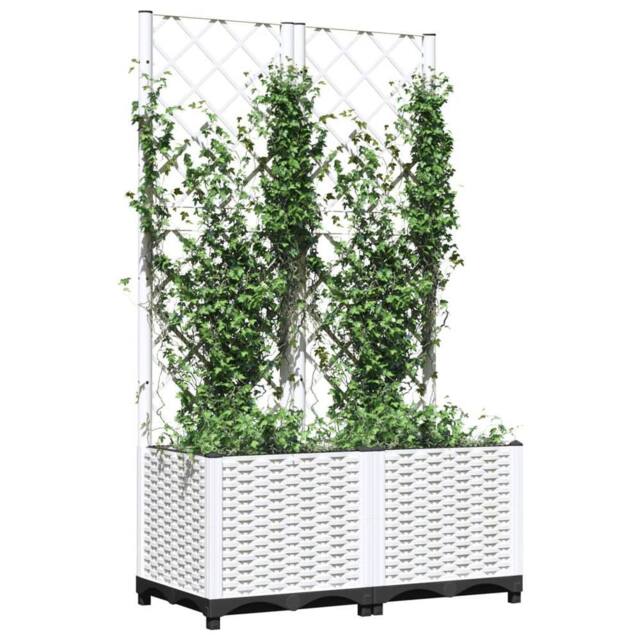 Berkfield Home Garden Planter with Trellis White 80x40x136 cm PP - Size: 80 x 40 x 136 cm - image 1