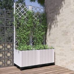 Berkfield Home Garden Planter with Trellis White 80x40x136 cm PP - Size: 80 x 40 x 136 cm - thumbnail 2