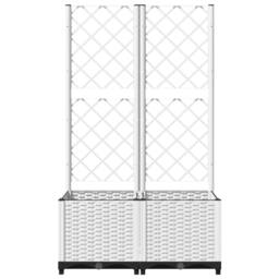 Berkfield Home Garden Planter with Trellis White 80x40x136 cm PP - Size: 80 x 40 x 136 cm - thumbnail 4