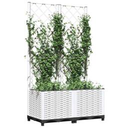 Berkfield Home Garden Planter with Trellis White 80x40x136 cm PP - Size: 80 x 40 x 136 cm - thumbnail 1