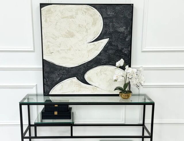 Modish Furnishing Black & Cream Black Framed Wall Art - image 1