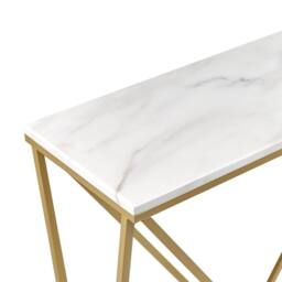 Wyld and Coco Console Table 100 x 30 cm White Marble Effect Top Gold Powder Coat - thumbnail 5