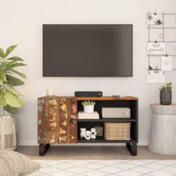 Berkfield Home TV Cabinet 80x33x46 cm Solid Wood Reclaimed&Engineered Wood in Brown - Size: 80 x 33 x 46 cm - thumbnail 2