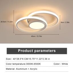 Pheashine Modern LED Ceiling Light, Dimming 3000-6500K, 40cm long, Indoor Use in White - thumbnail 3