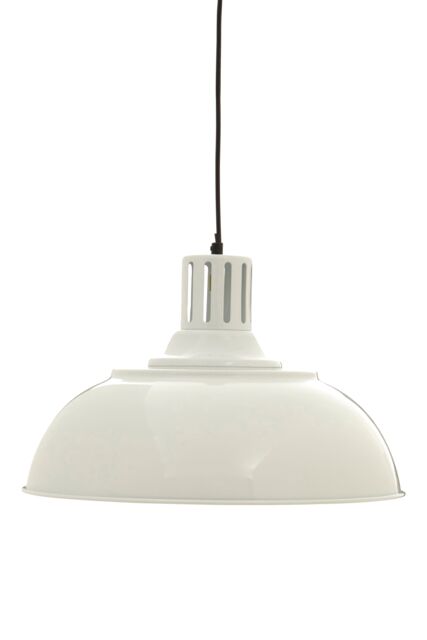 Orsina Ridged Bowl Grey Pendant Light, Curved Hanging Lamp With Retro Vent Holder, Modern Ceiling Pendant Light in White - image 1