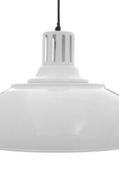 Orsina Ridged Bowl Grey Pendant Light, Curved Hanging Lamp With Retro Vent Holder, Modern Ceiling Pendant Light in White - thumbnail 4