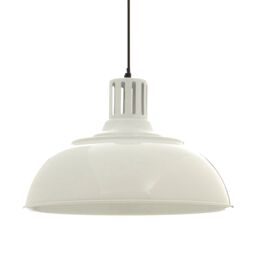 Orsina Ridged Bowl Grey Pendant Light, Curved Hanging Lamp With Retro Vent Holder, Modern Ceiling Pendant Light in White - thumbnail 2