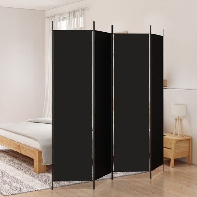 Berkfield Home 4-Panel Room Divider Black 200x200 cm Fabric - image 1
