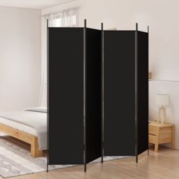 Berkfield Home 4-Panel Room Divider Black 200x200 cm Fabric - thumbnail 1