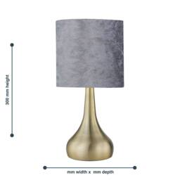 First Choice Lighting Set of 2 Romana - Antique Brass Touch Table Lamps Crushed Velvet Shade in Bronze - thumbnail 6