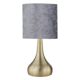 First Choice Lighting Set of 2 Romana - Antique Brass Touch Table Lamps Crushed Velvet Shade in Bronze - thumbnail 2