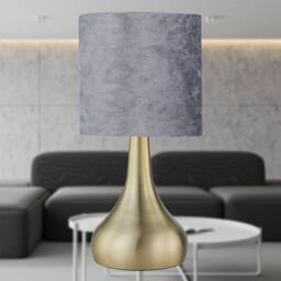 First Choice Lighting Set of 2 Romana - Antique Brass Touch Table Lamps Crushed Velvet Shade in Bronze - thumbnail 4