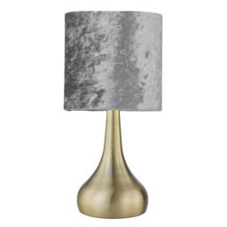 First Choice Lighting Set of 2 Romana - Antique Brass Touch Table Lamps Crushed Velvet Shade in Bronze - thumbnail 3