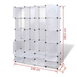 Berkfield Home Modular Cabinet 18 Compartments White 37x146x180.5 cm - thumbnail 7