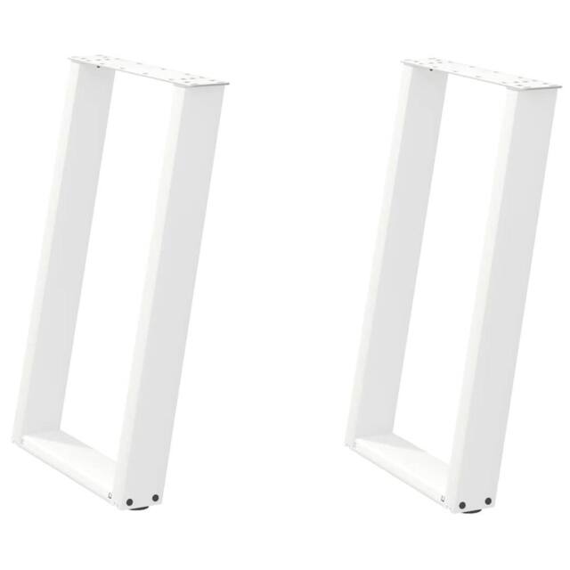 Berkfield Home vidXL Dining Table Legs U-Shaped 2 pcs White 50x(72-73) cm Steel - image 1