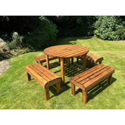 Charles Taylor Knights Eight Seater Garden Furniture Round Table Set- Fully Assembled in Light Brown - thumbnail 4