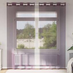 Berkfield Home Voile Curtains with Grommets 2 pcs Purple 140x225 cm - thumbnail 2