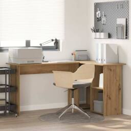 Berkfield Home Artisan Oak Computer Desk Artisan oak Particle board Medium in Light Brown - thumbnail 2