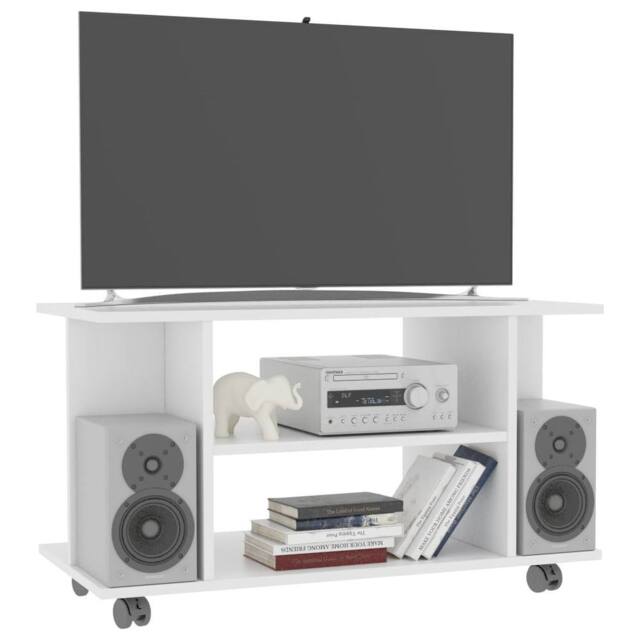 Berkfield Home TV Cabinet with Castors White 80x40x40 cm Engineered Wood - Size: 80 x 40 x 40 cm - image 1