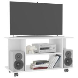 Berkfield Home TV Cabinet with Castors White 80x40x40 cm Engineered Wood - Size: 80 x 40 x 40 cm - thumbnail 1