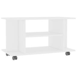 Berkfield Home TV Cabinet with Castors White 80x40x40 cm Engineered Wood - Size: 80 x 40 x 40 cm - thumbnail 3