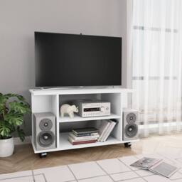 Berkfield Home TV Cabinet with Castors White 80x40x40 cm Engineered Wood - Size: 80 x 40 x 40 cm - thumbnail 2
