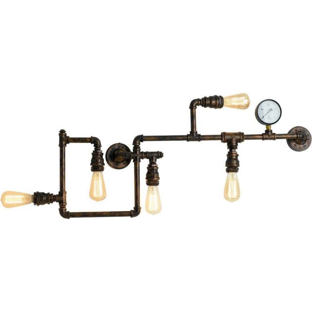 Netlighting AMARCORD Industrial 5 Light Semi Flush Light Rust 109x47cm in Brown - Size: 109x47 cm