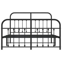 Berkfield Home Metal Bed Frame with Headboard & Footboard Black 135x190 cm Double - thumbnail 6