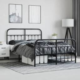 Berkfield Home Metal Bed Frame with Headboard & Footboard Black 135x190 cm Double - thumbnail 4