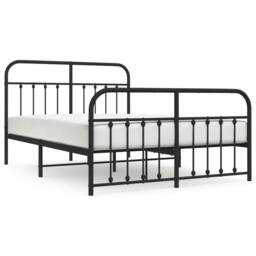 Berkfield Home Metal Bed Frame with Headboard & Footboard Black 135x190 cm Double - thumbnail 2