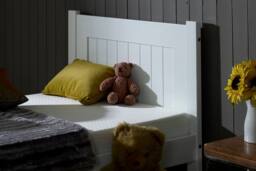 Amani White Wooden Bed Frame Clifton Style with Slatted Headboard - Size: Single - thumbnail 2