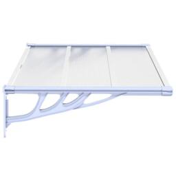 Berkfield Home Durable Door Canopy Grey & Transparent 122x90 cm Polycarbonate in Clear - thumbnail 4
