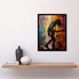Artery8 Grunge Rock Music Guitarist Colourful Portrait Framed Art Print - Size: A4 - thumbnail 4