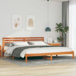 Berkfield Home with Headboard Wax brown 200 x 210 cm Solid pine wood - thumbnail 1