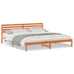 Berkfield Home with Headboard Wax brown 200 x 210 cm Solid pine wood - thumbnail 4
