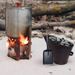 Nordara Steel Fireside Coal Bucket With Shovel Set Ash Storage Holder in Black - thumbnail 5